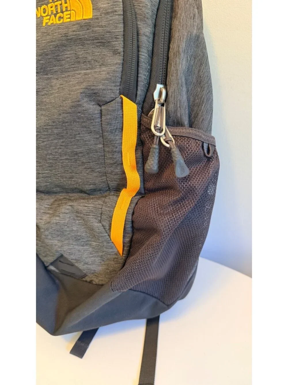 The North Face Vault Backpack Gray & Orange Dual Compartments With Padded Straps